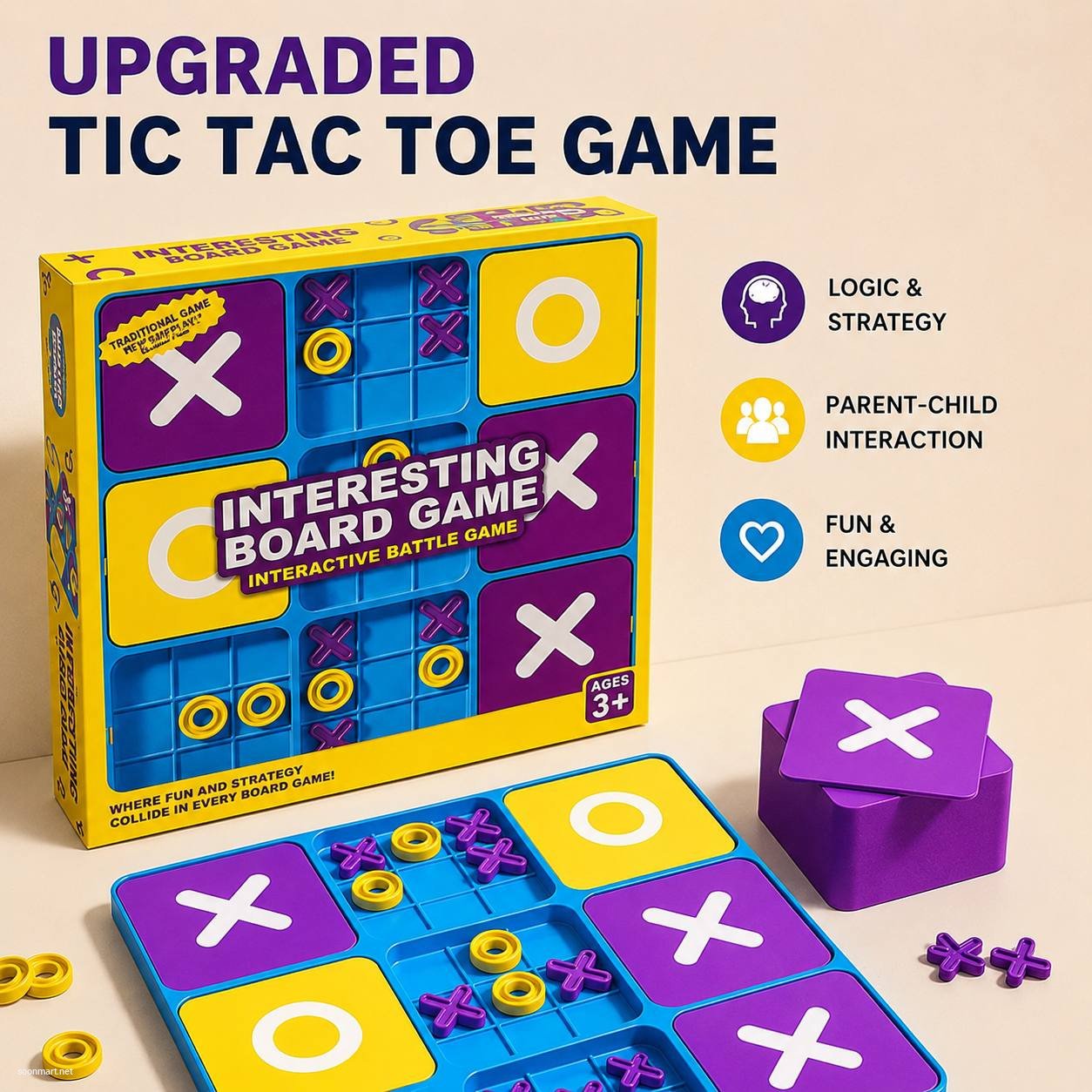 Tic Tac Toe Board Game for Kids - Logical Thinking & Family Fun Toy
