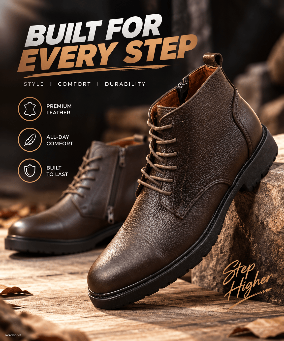 Men's Premium Leather Combat Boots - Built for Every Step, Style, Comfort & Durability