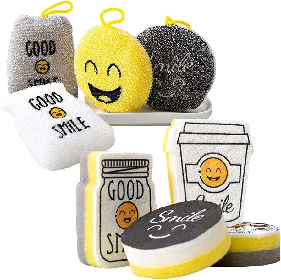 ليفة إسفنج MTZRFLL Smiley Scrub، متعددة الإستخدام (4 قطع)