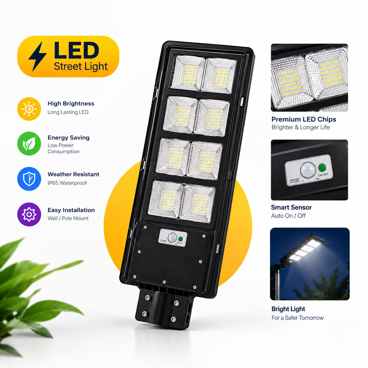 All-in-One MAX Solar LED Street Light with Remote Control - IP67 Waterproof Outdoor Lamp