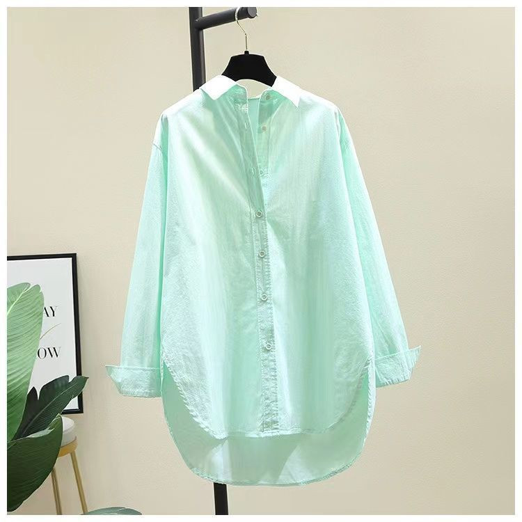 Loose Fit Korean Lapel Shirt Casual Long Sleeve Blouse