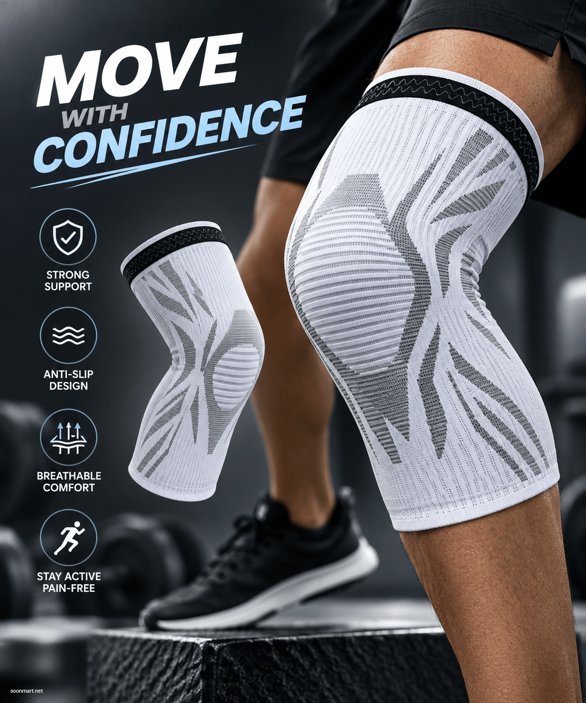 WOSWEIR Compression Knee Brace for Sports & Fitness - Elastic Support Sleeve
