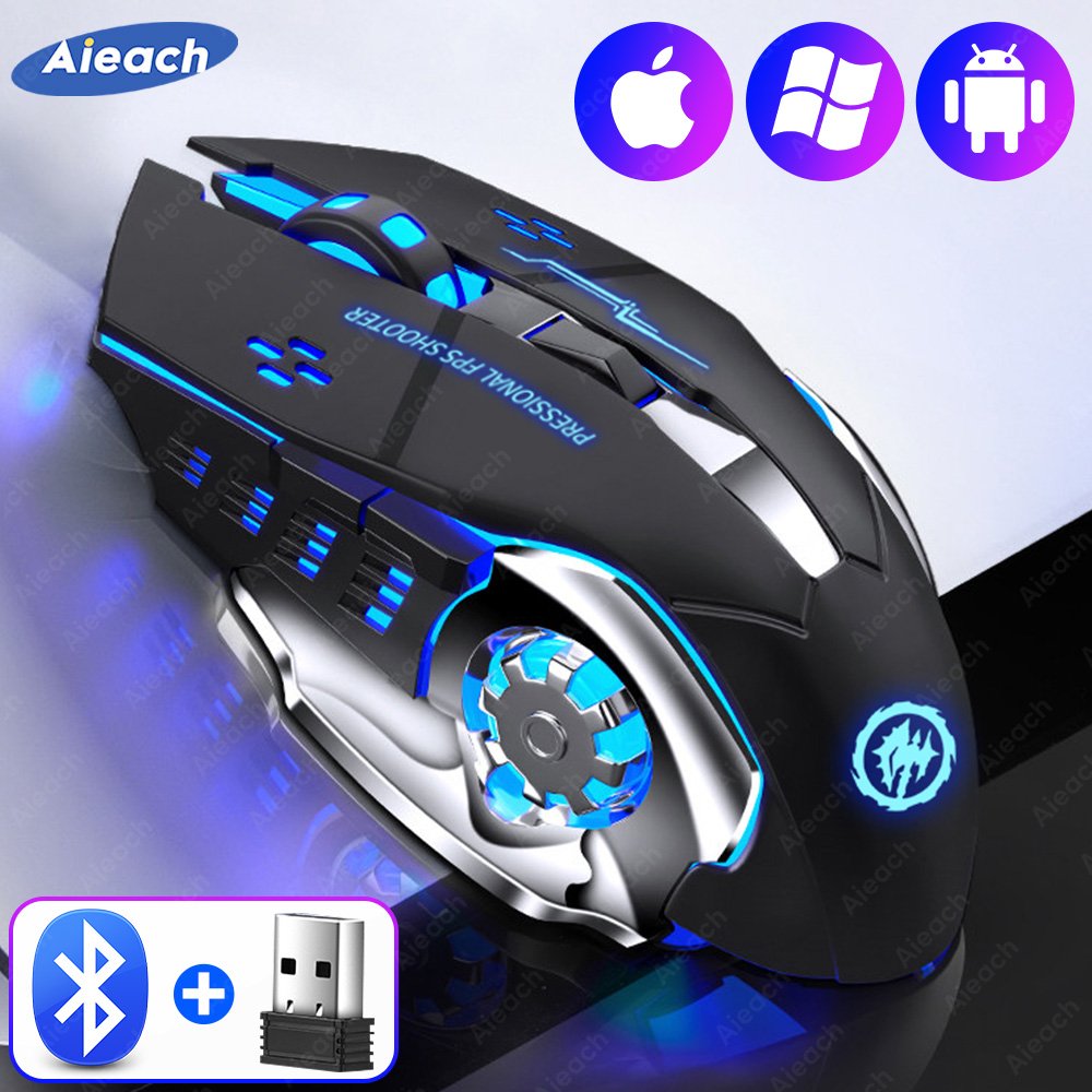 AIEACH Rechargeable Wireless Bluetooth Gaming Mouse for PC & Laptop - E-Sports Backlit Design