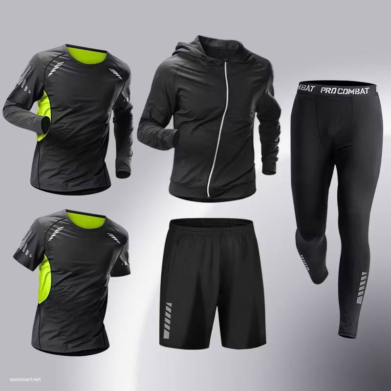 Men's 5-Piece All-Season Athletic Wear Set - Compression Sports Suit