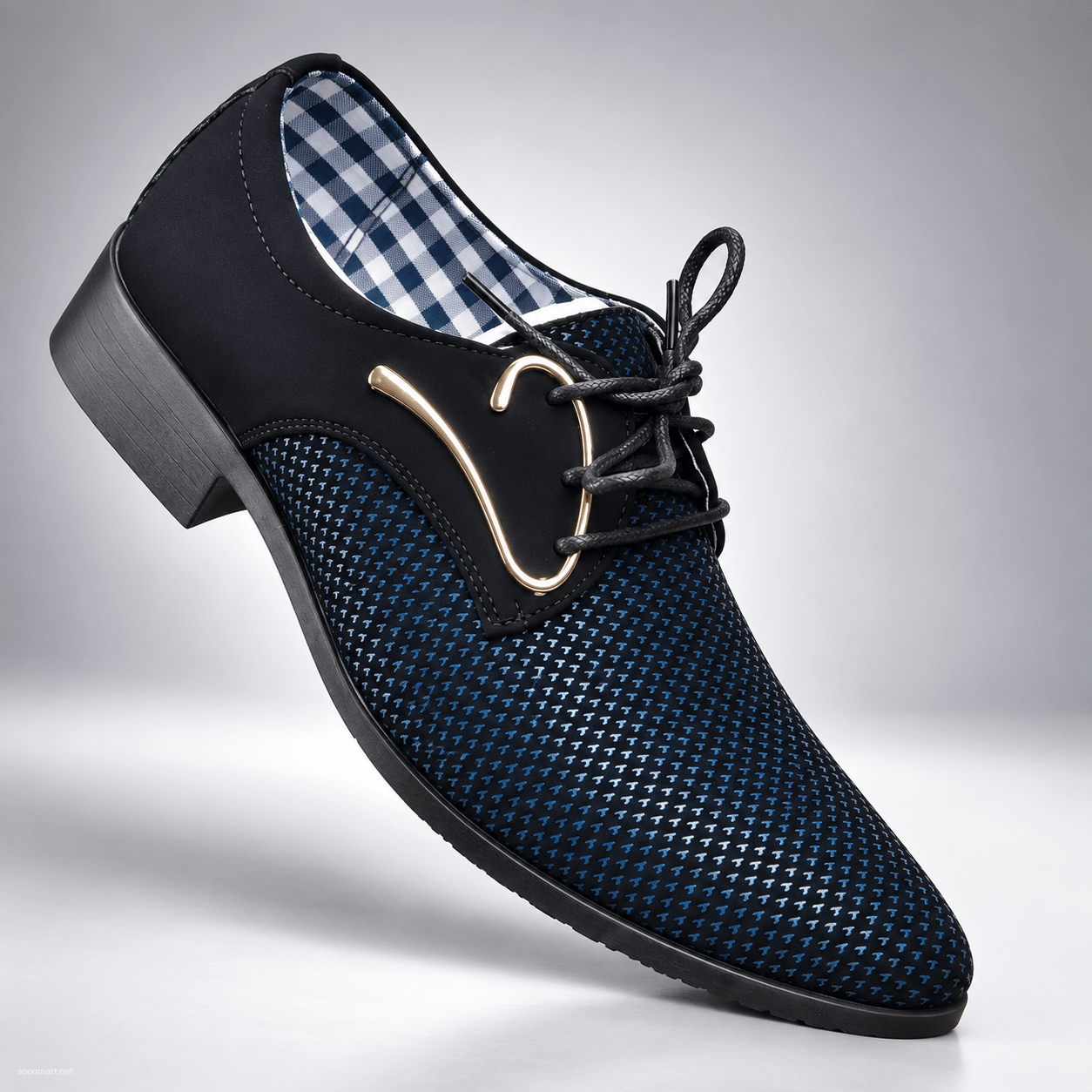 Men's Navy Blue Lace-Up Fabric Shoes